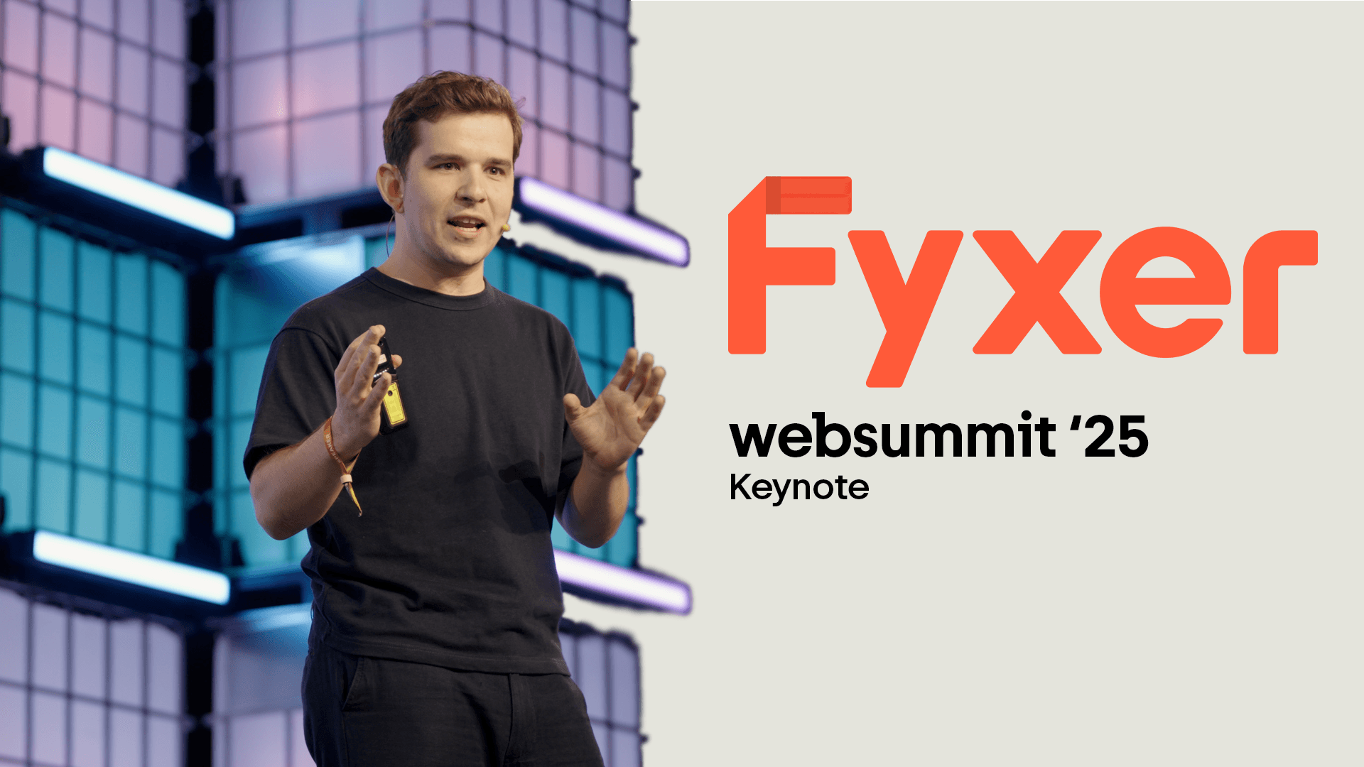 Archie Hollingsworth speaking at Websummit keynote