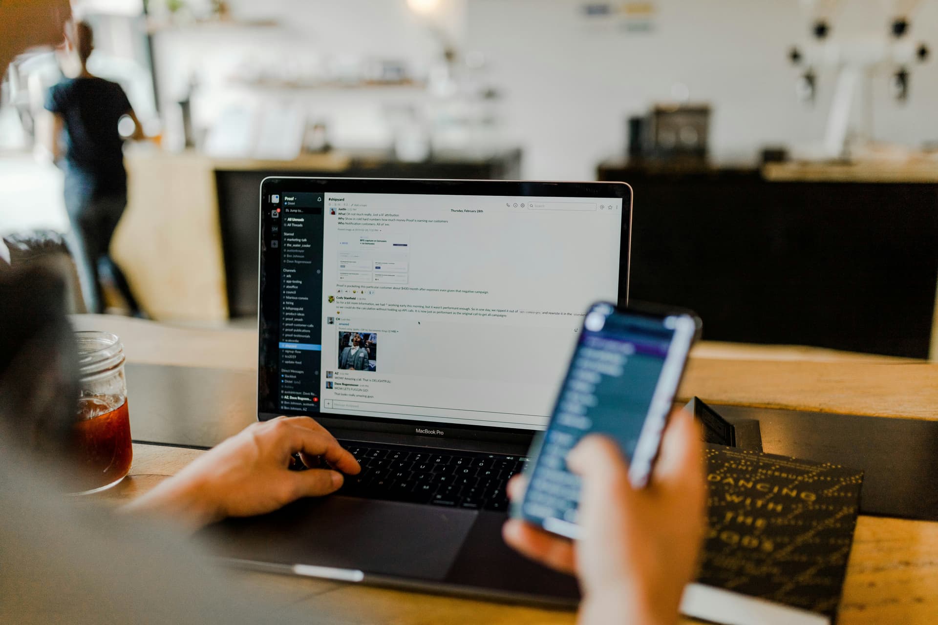 Phone and laptop screen