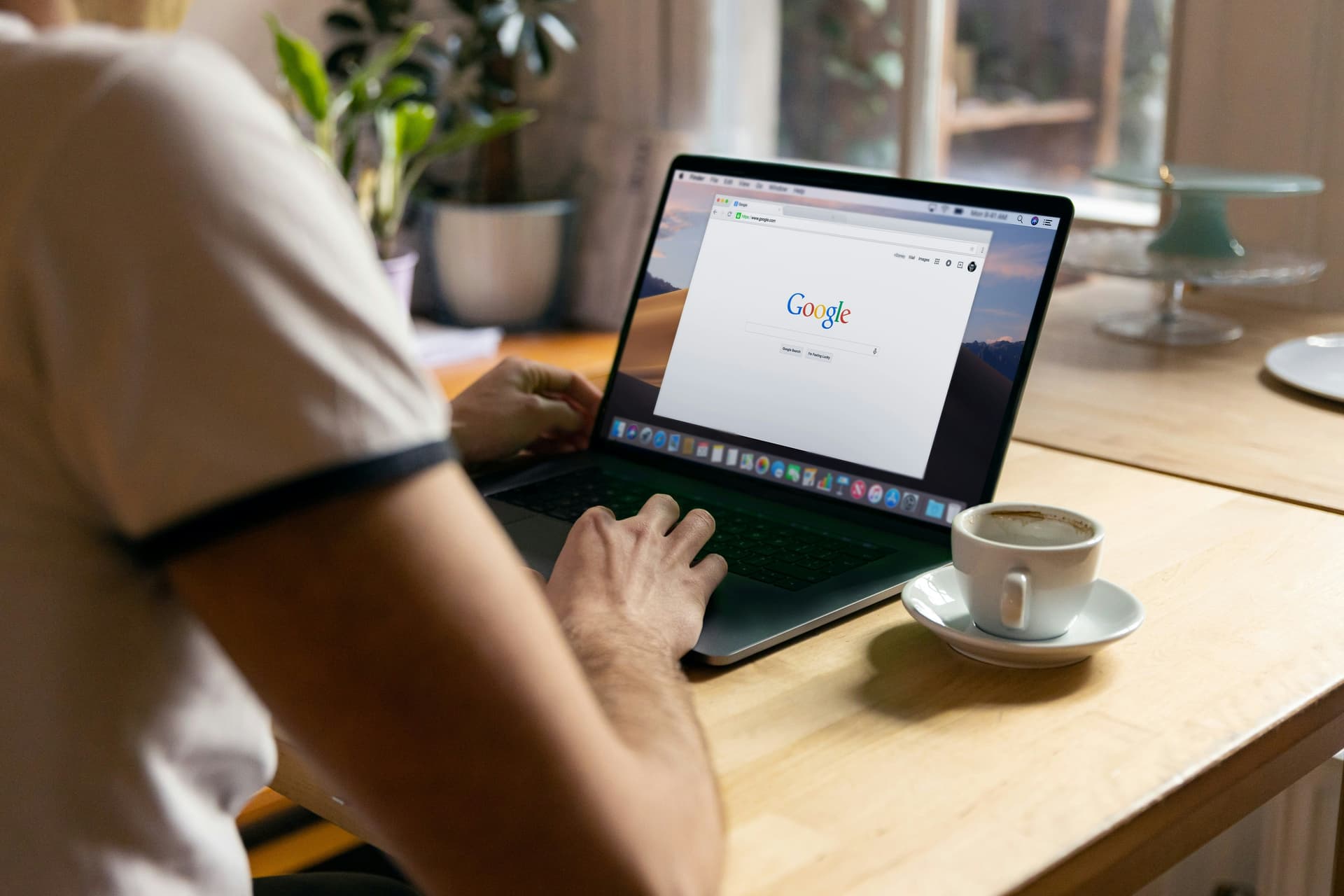 Open laptop with Google search