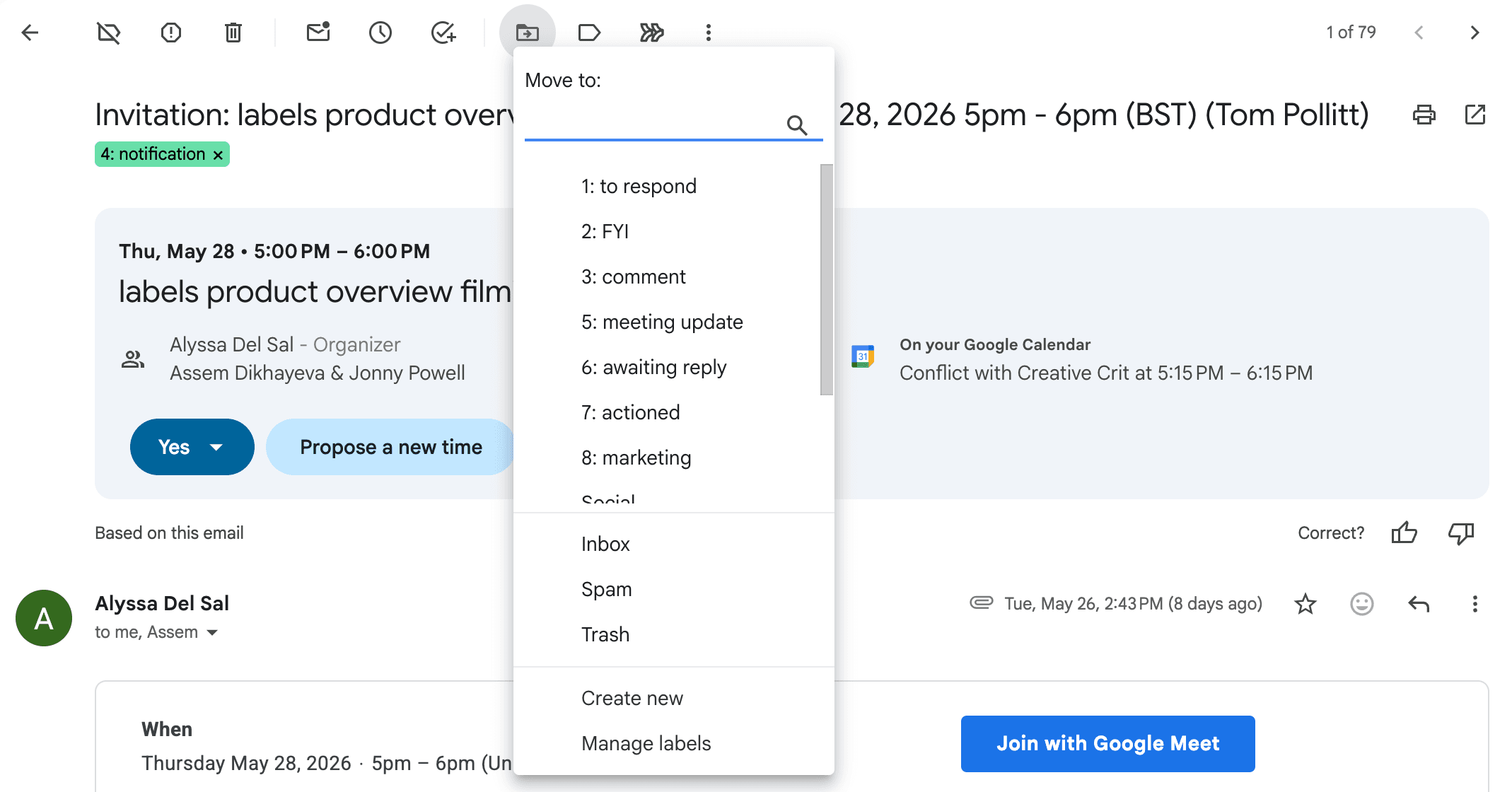 Move Email Tab