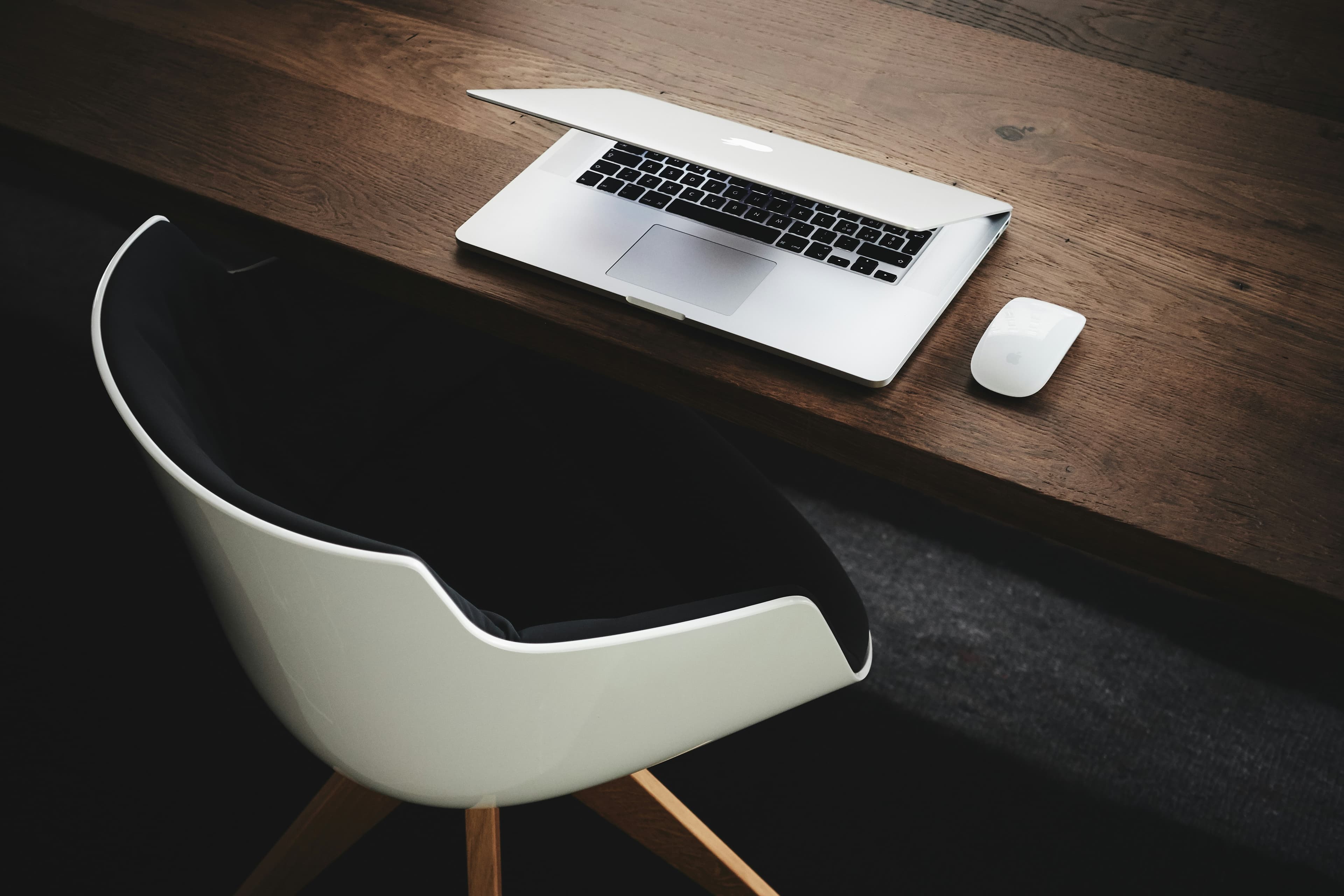 Closed laptop with chair 