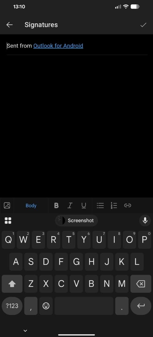 Add signature on Outlook mobile app Step 3