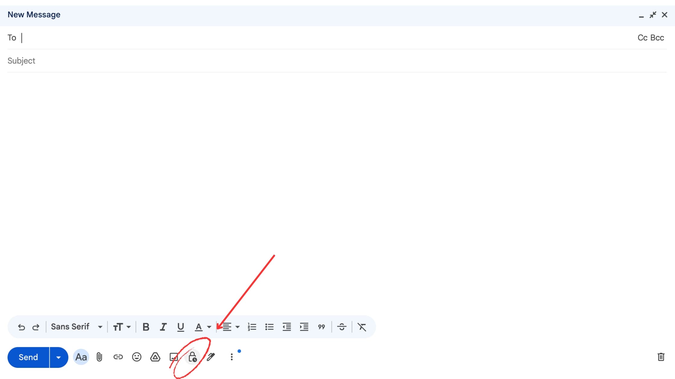 How to send encrypted filed in Gmail (desktop) Step 2