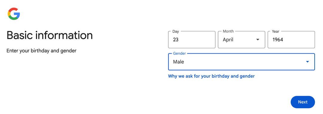 How to create a Gmail account Step 3