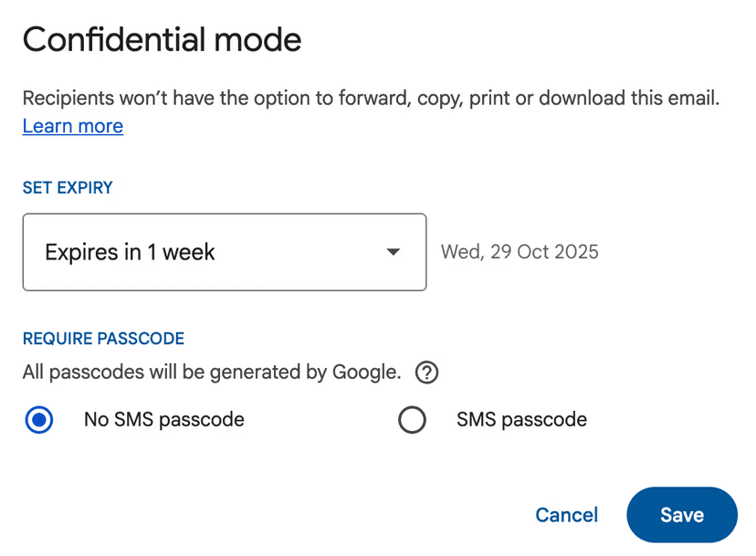 How to send encrypted emails in Gmail: Step 3