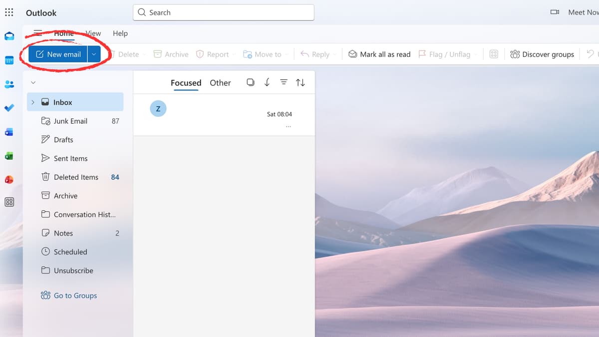How to send large files via Outlook: Step 1