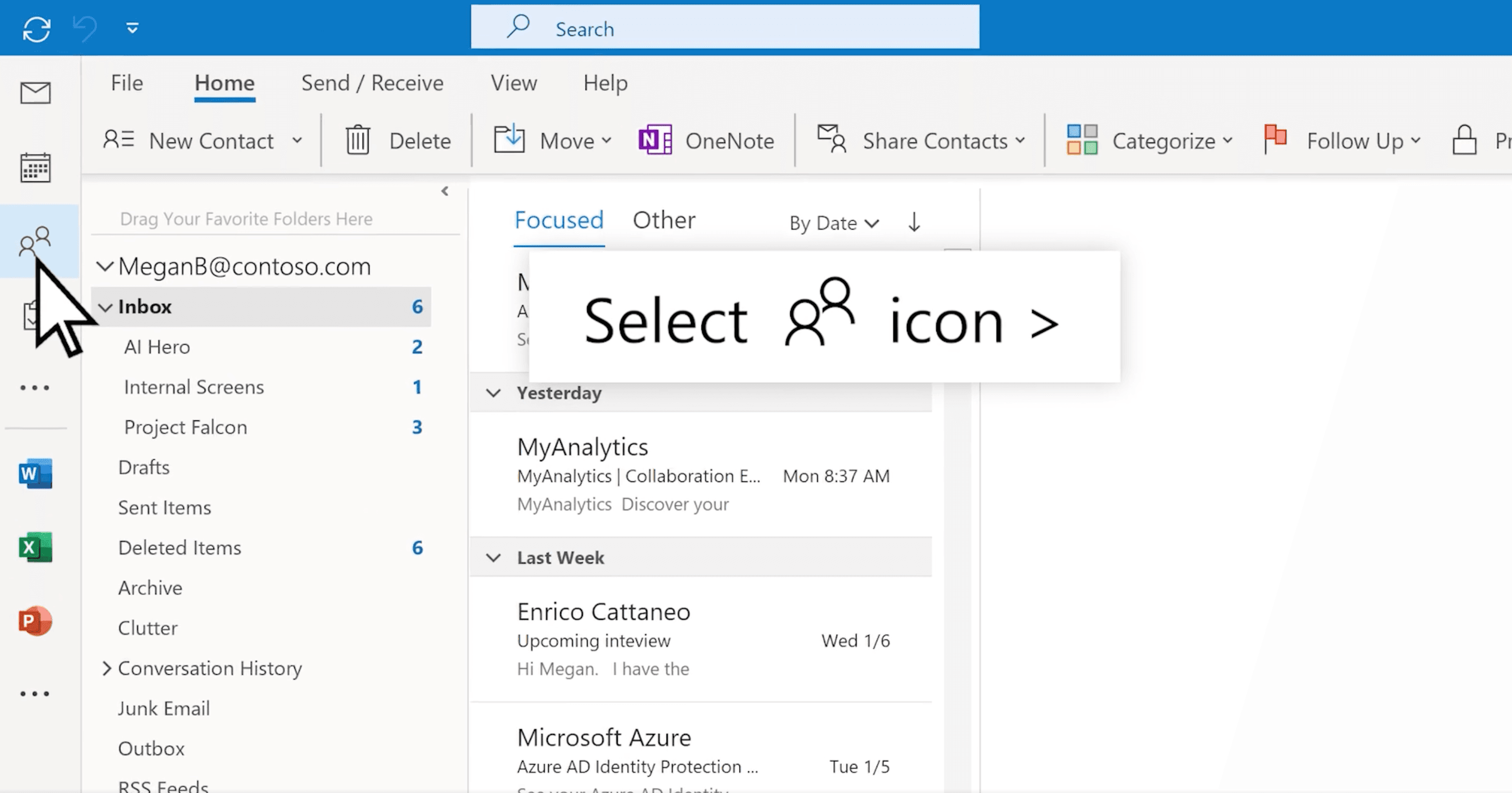 How to make an email group in Outlook (desktop) step 1