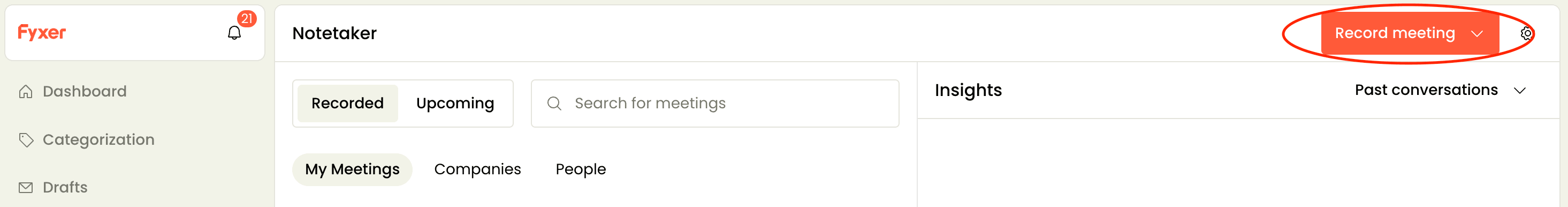 How to use Fyxer's AI Notetaker for in-person meetings