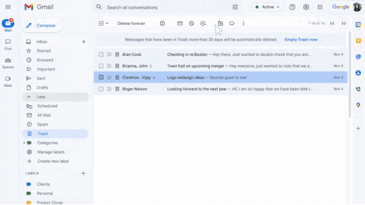 How to recover deleted emails in Gmail: Step 2